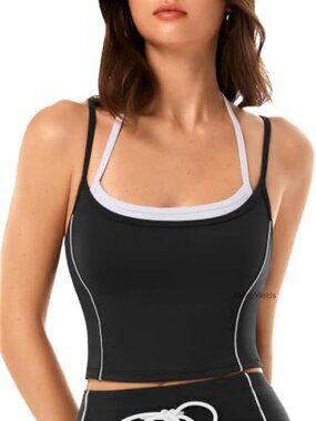 Nylon Lycra Crop Tank Top with Removable Pads, Low Impact Sports Bra, Halter